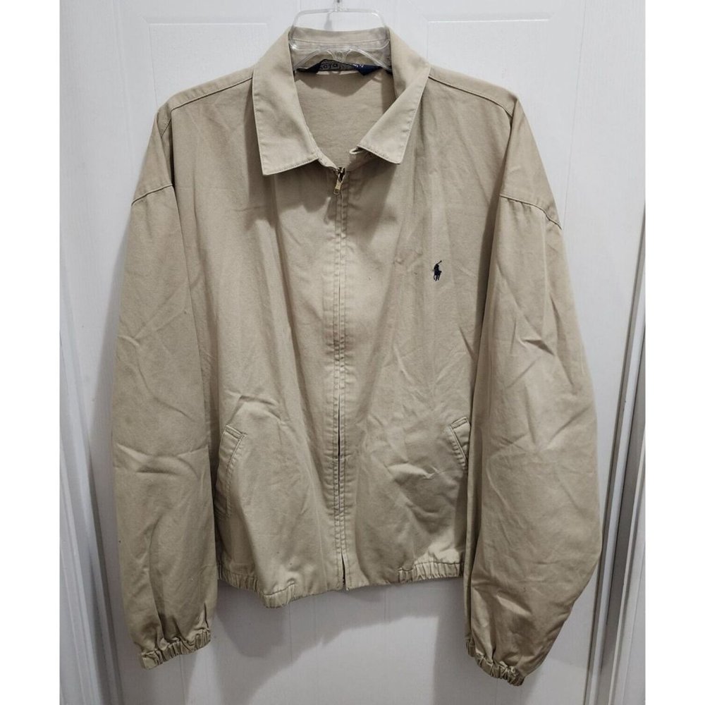 VTG Polo Ralph Lauren Harrington Full Zip Jacket‎ Blue Pony Logo Size XL Cotton